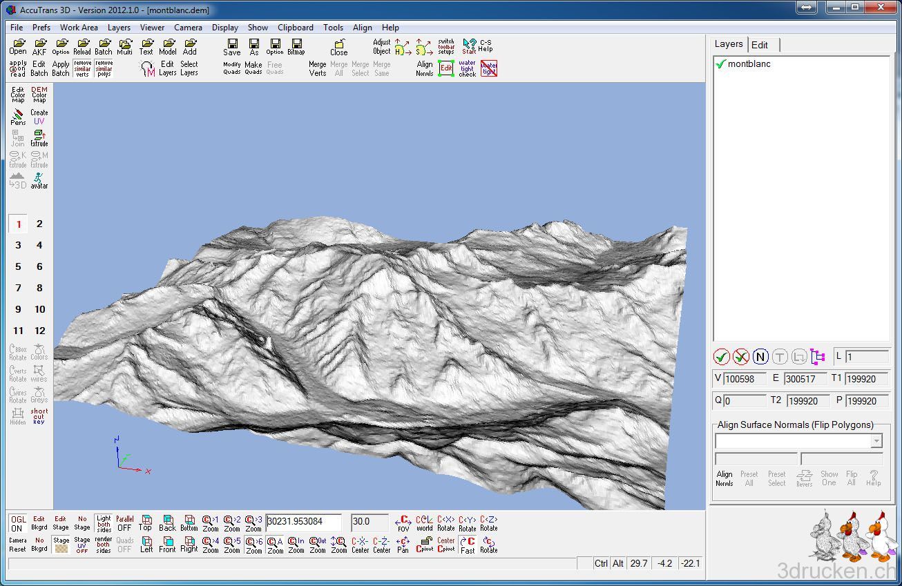 Relief des Mont Blanc