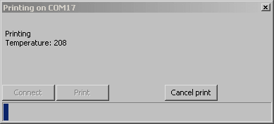 Screenshot des Druckdialogs von Cura während des Drucks auf dem Printrbot Simple Metal