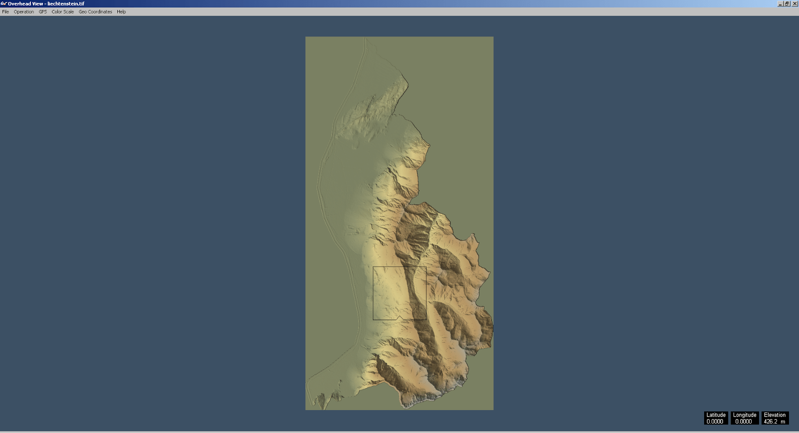 Screenshot der swissALTI3D Daten von Liechtenstein in 3DEM