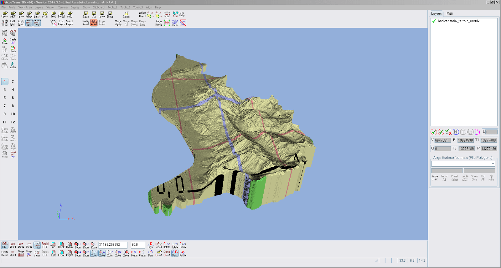 Relief von Liechtenstein aus swissALTI3D-Daten