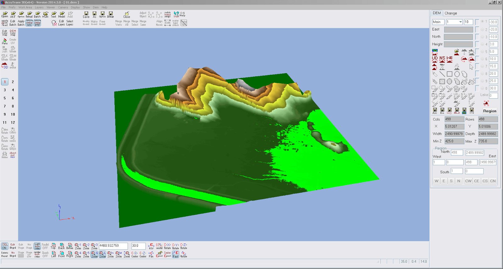 Screenshot des ersten Teilstücks von Liechtenstein in AccuTrans 3D geöffnet