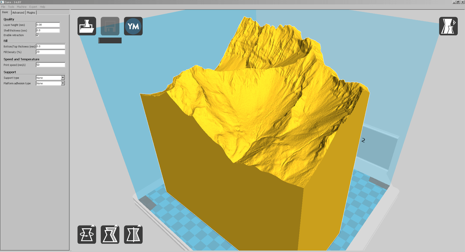 Screenshot eines der grössten Teile von Liechtenstein in Cura