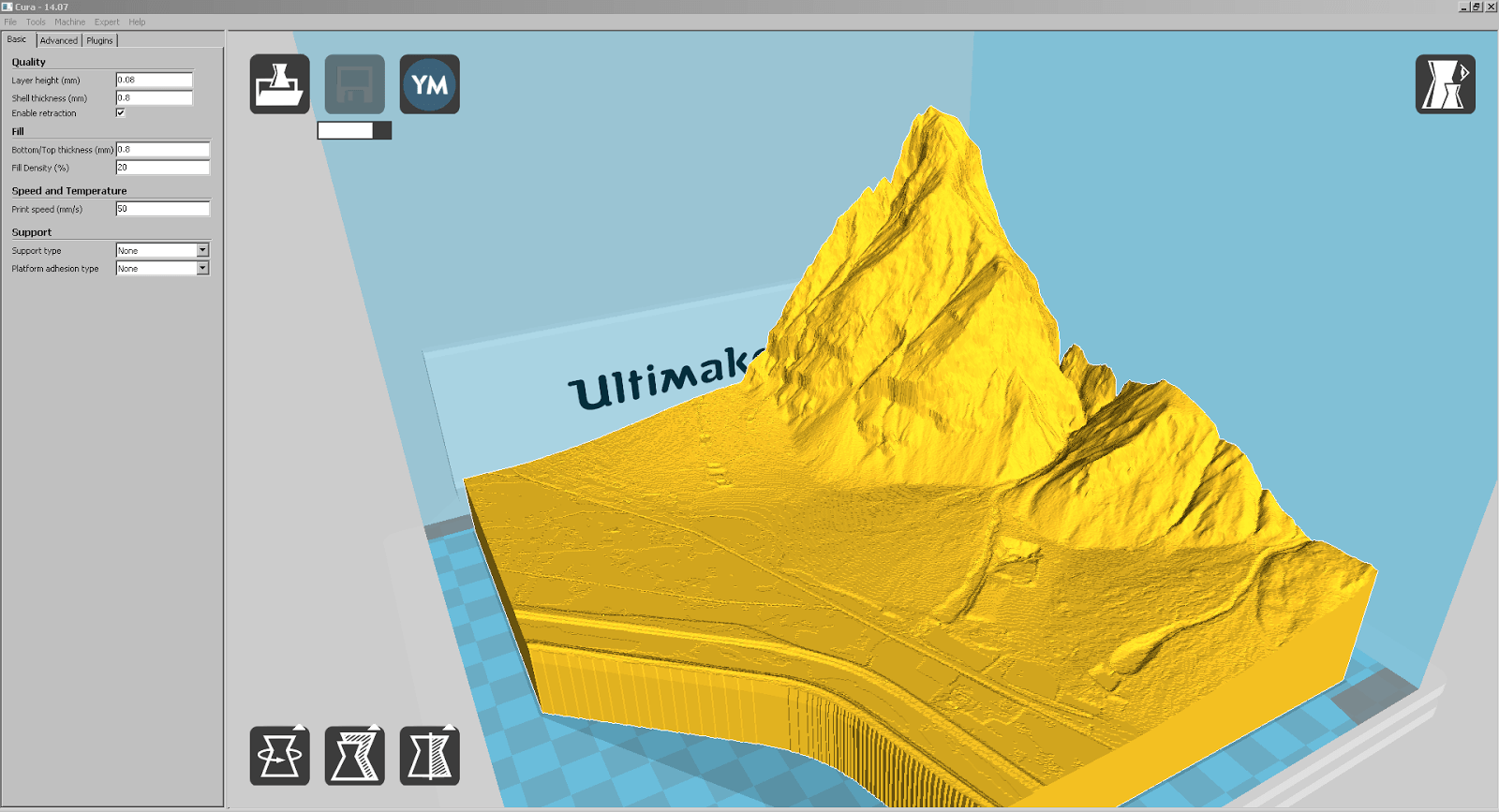 Screenshot eines weiteren Teilstücks von Liechtenstein in Cura