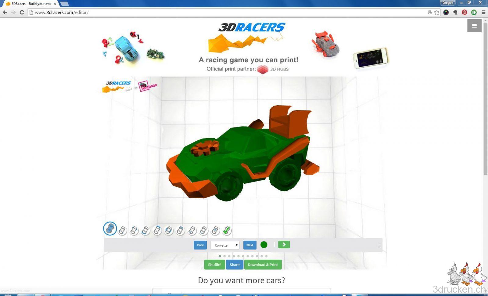 3DRacers, das 3D druckbare Rennspiel